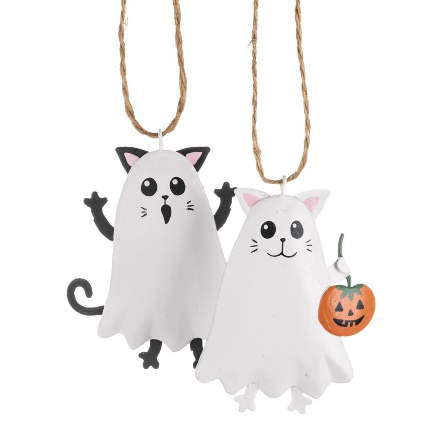 Pair of Ghost Cat Hanging Decorations