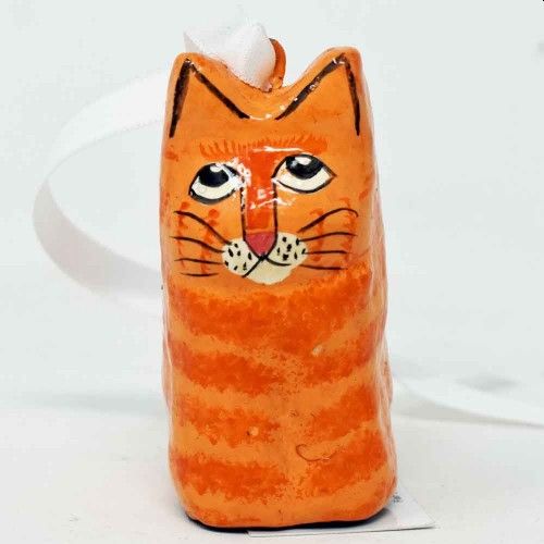 Fair Trade Painted Cat Hanging Decoration