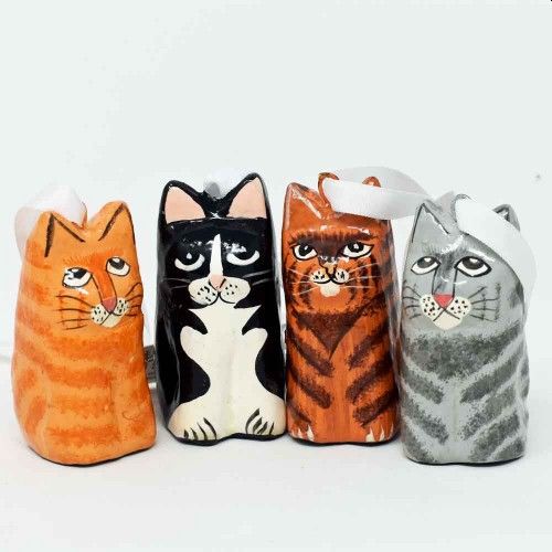 Fair Trade Painted Cat Hanging Decoration