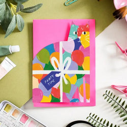 Pawty Time Cat Shaped Card