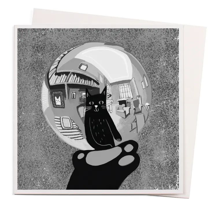 Paw with Reflecting Sphere Greetings Card, The Cat Gallery