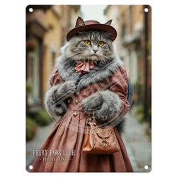 Peaky Paws, Grey Tabby Cat Fur Coat Dangler