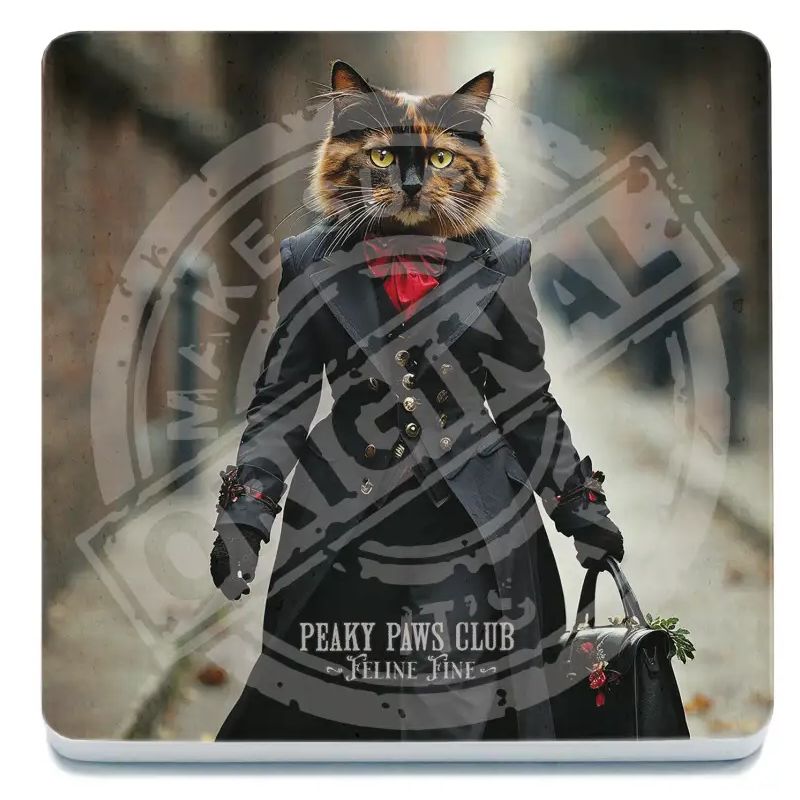 Peaky Paws, Brindle Cat Coaster