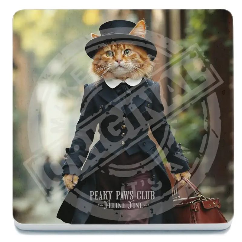 Peaky Paws, Ginger Cat with Bag Coaster