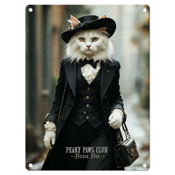 Peaky Paws, White Cat Black Hat Magnet