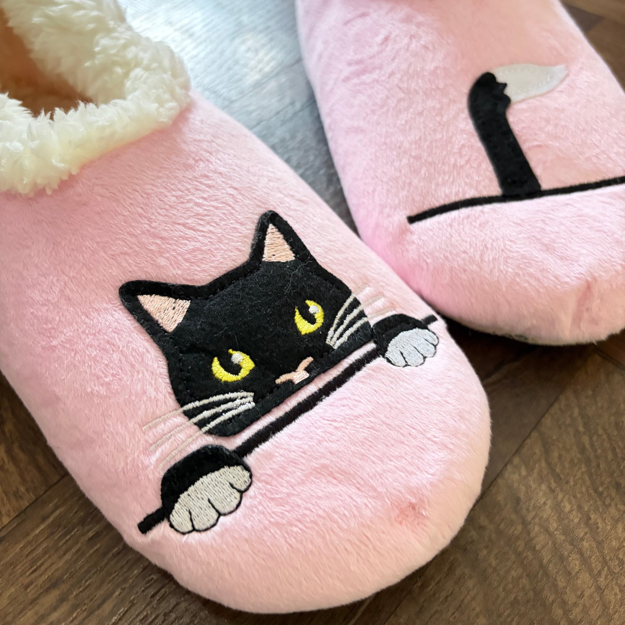 Pink Peek-a-Boo Cat Slippers