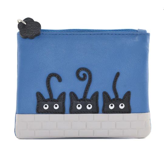 Peek a Boo Leather Coin Purse, Blue