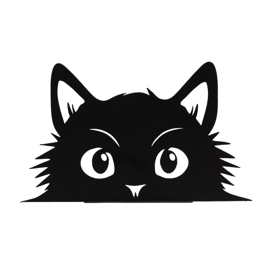 Peeping Black Cat Fence Topper