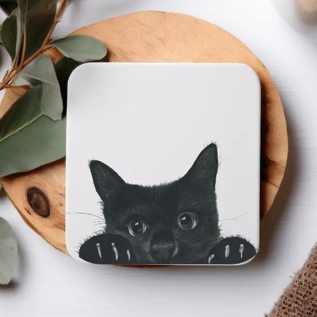Peeking Cat Coaster