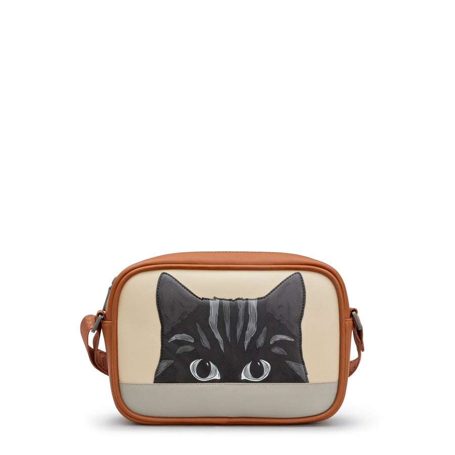 Peeking Cat Applique Cross Body Bag