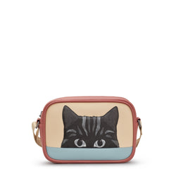Peeking Cat Applique Cross Body Bag