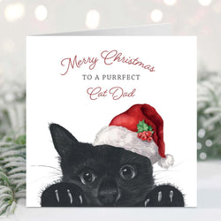 Peeking Cat Dad Christmas Card