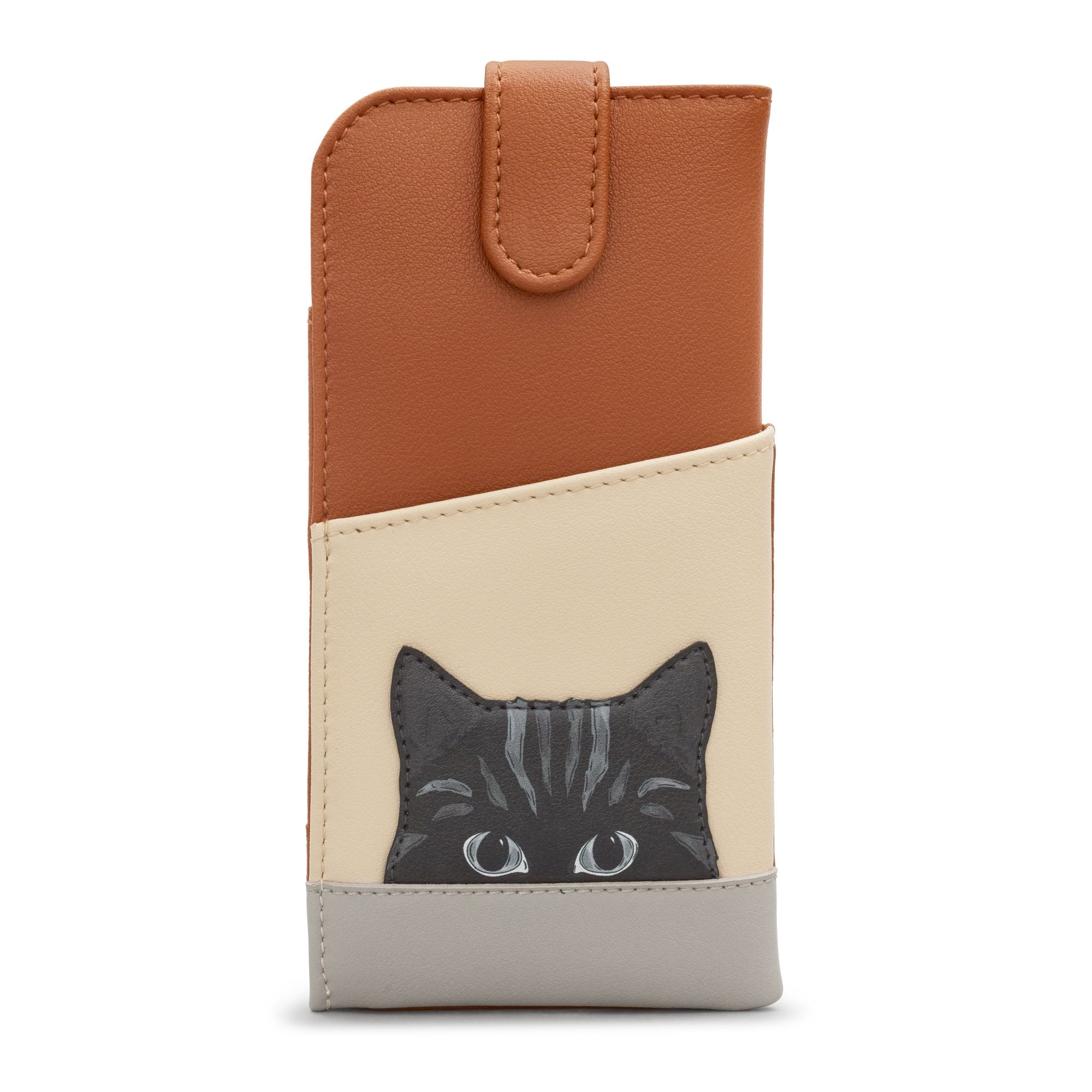 Peeking Cat Applique Glasses Case
