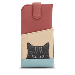 Peeking Cat Applique Glasses Case