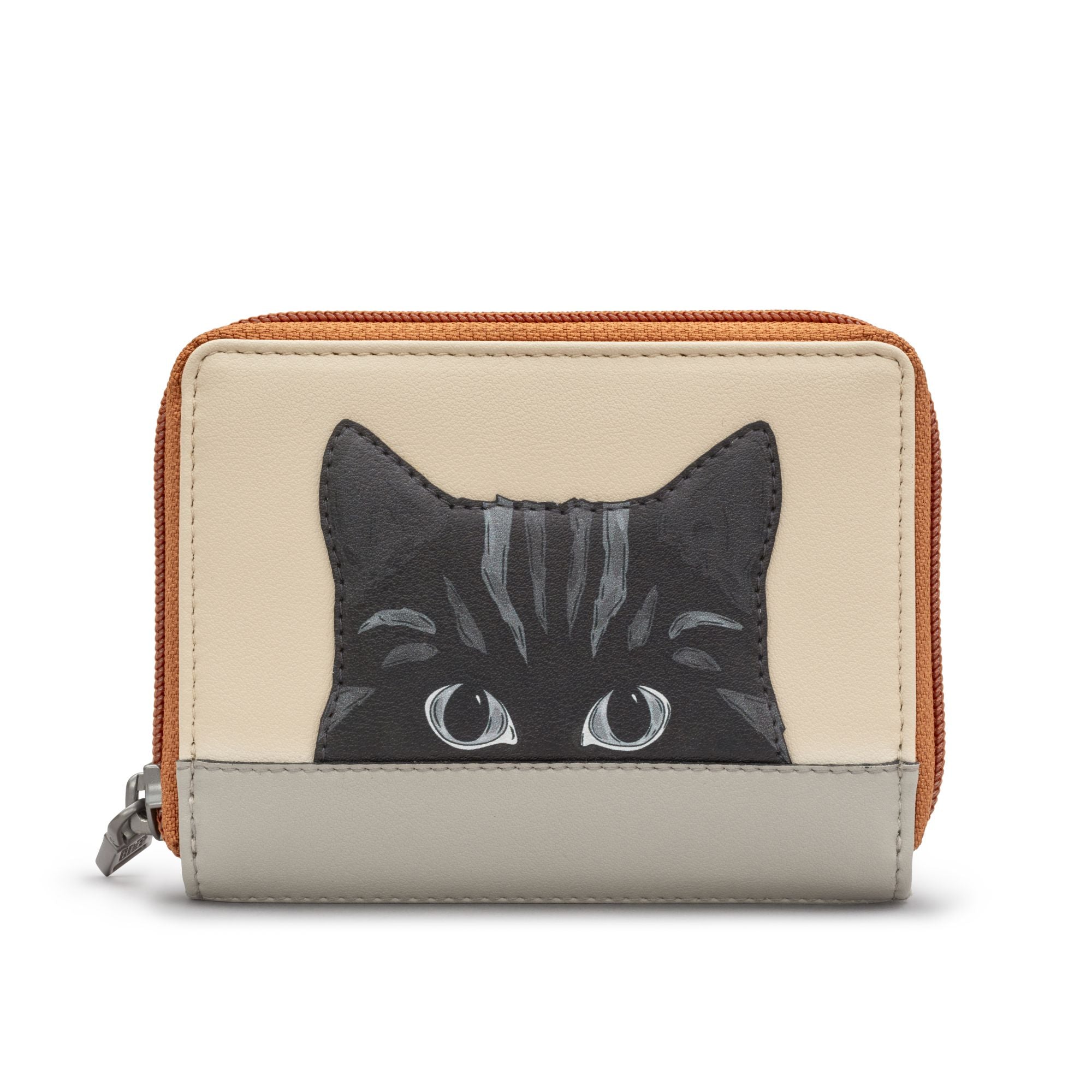 Peeking Cat Applique Zip-Round Purse