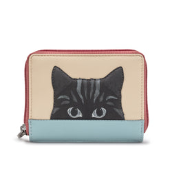 Peeking Cat Applique Zip-Round Purse