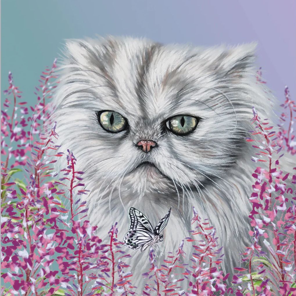Persian Cat Art Greetings Card