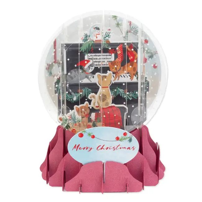 Piano Cats 3-D Globe Christmas Card