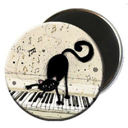 Black Kitty Fridge Magnet cat playing piano