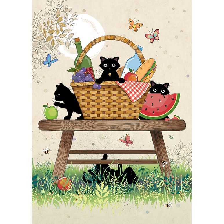 Picnic Kitties Card by Bug Art