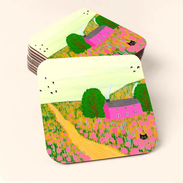 Pink Cottage Coaster