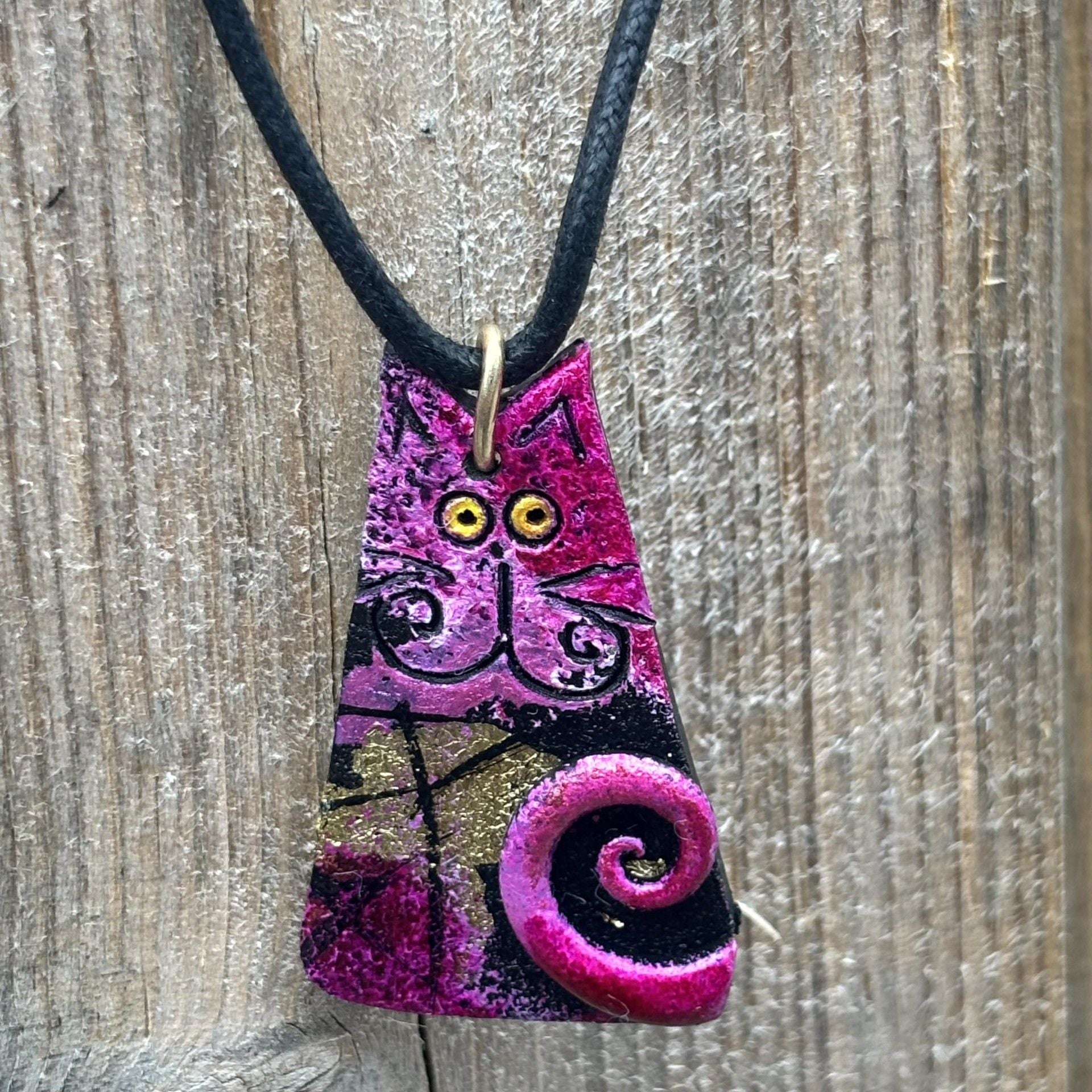 Pink Cat Art Pendant