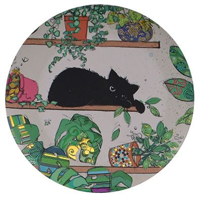 Black Kitty Fridge Magnet kitten with plants