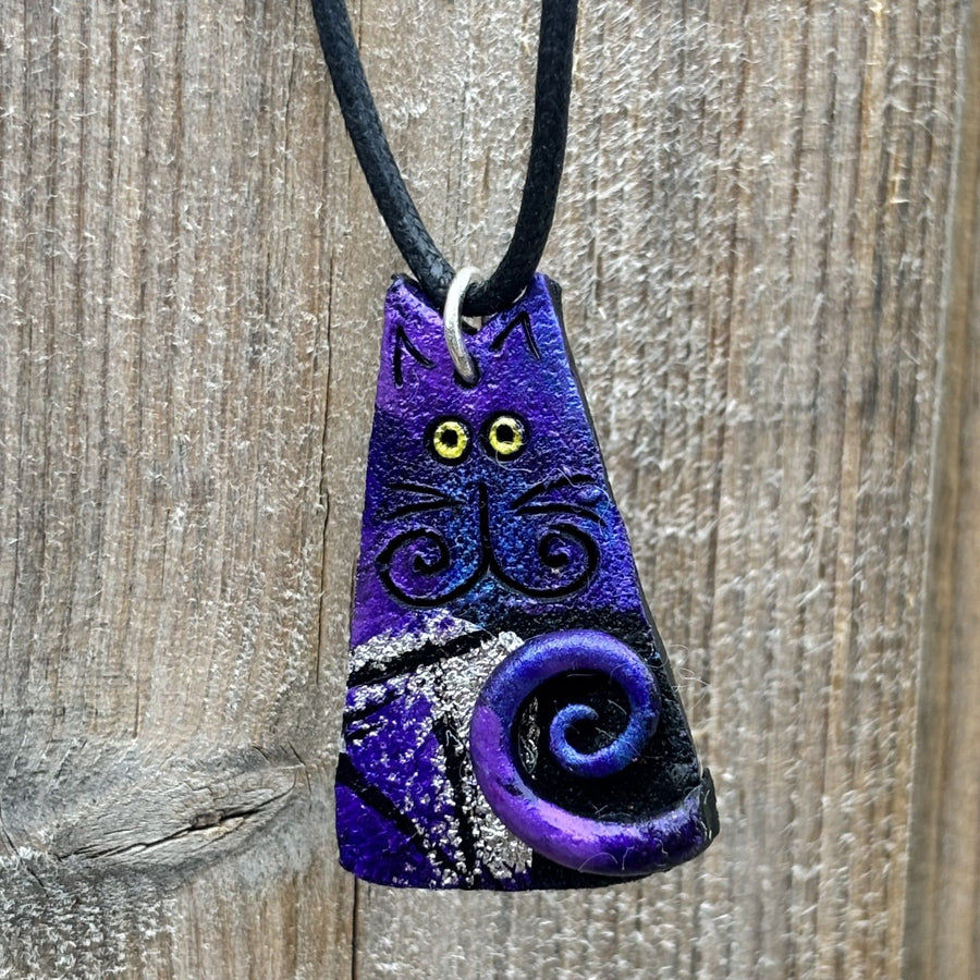 Purple Cat Art Pendant