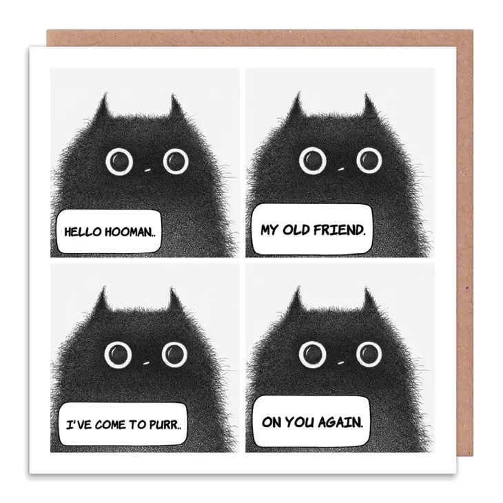 Purr on You Greetings Card Black Cat