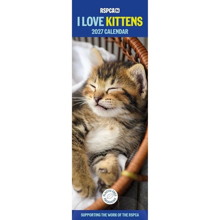 I Love Kittens RSPCA 2027 Slimline Calendar