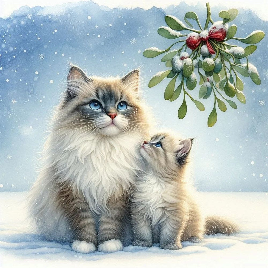 Ragdoll Cats Snowy Christmas Card