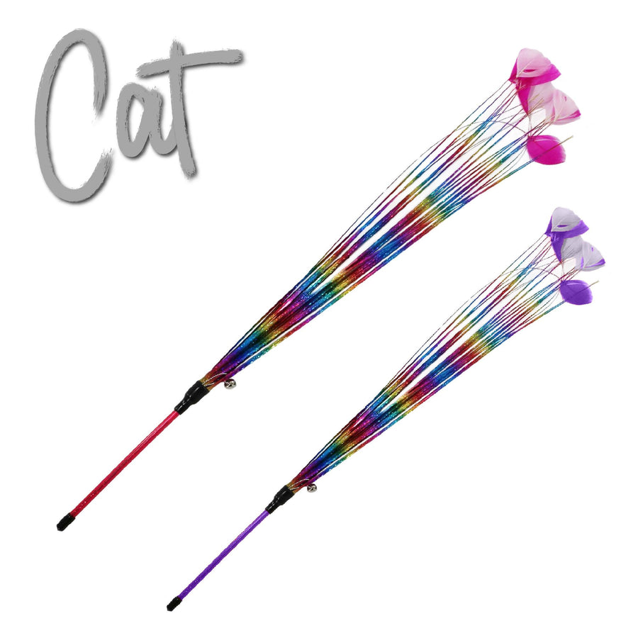Rainbow Feather Cat Dangler Toy