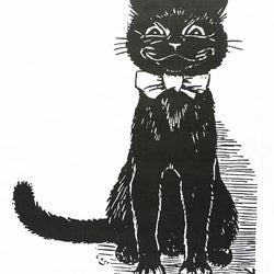 Retro Black Cat Cotton Tea Towel
