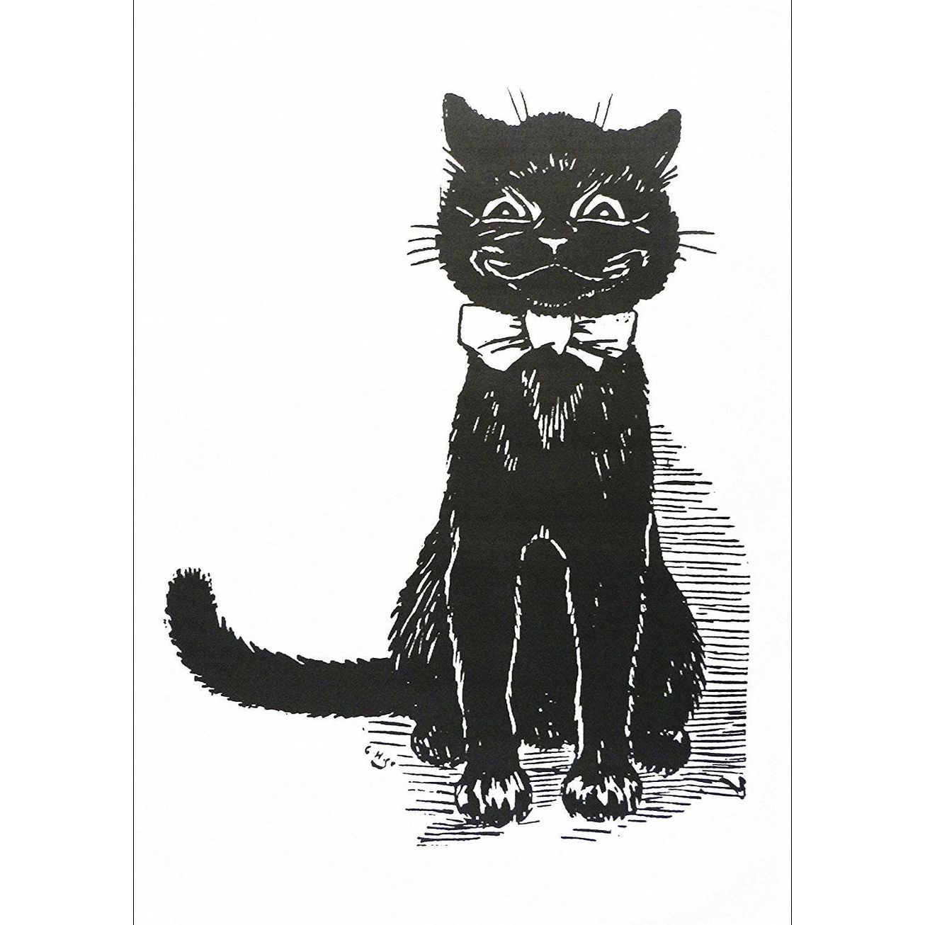 Retro Black Cat Cotton Tea Towel
