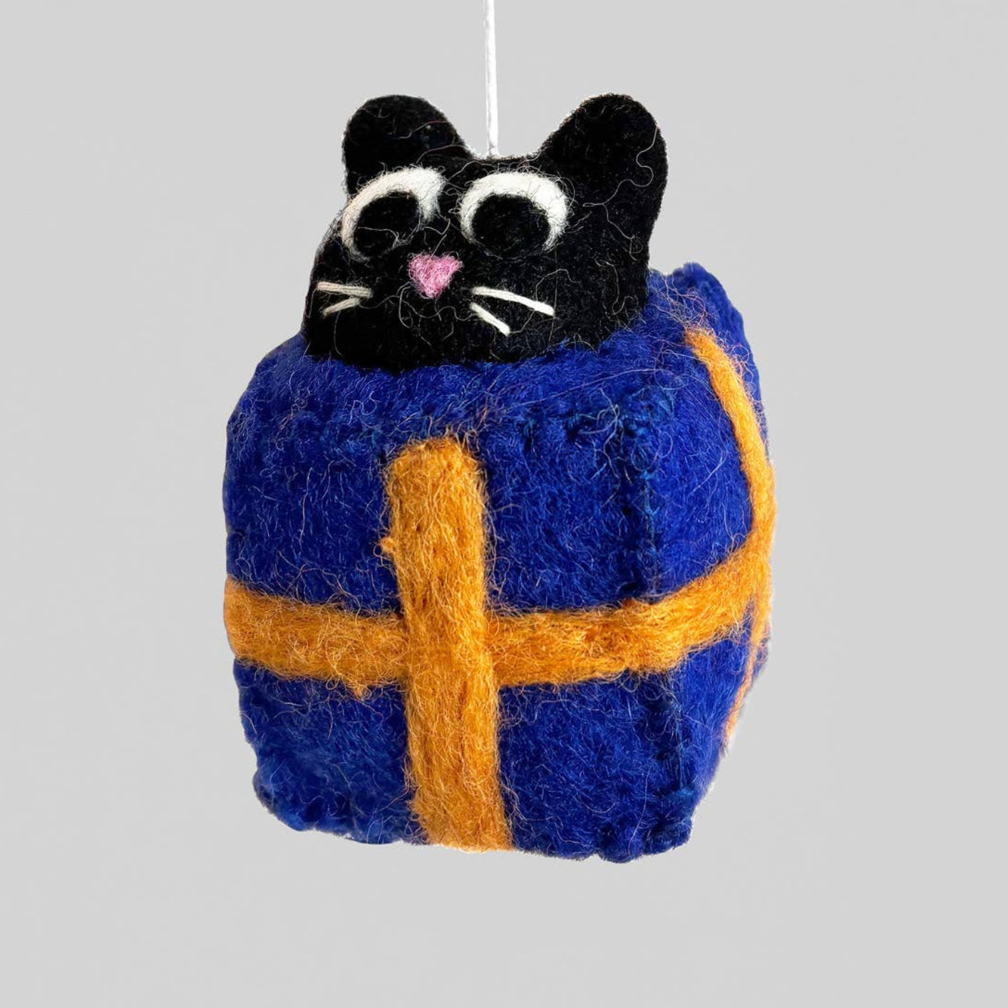 Roland, Blue Present Cat Felt Decoration