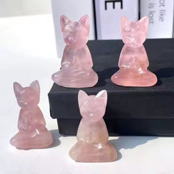 Rose Quartz Gemstone Yoga Cat