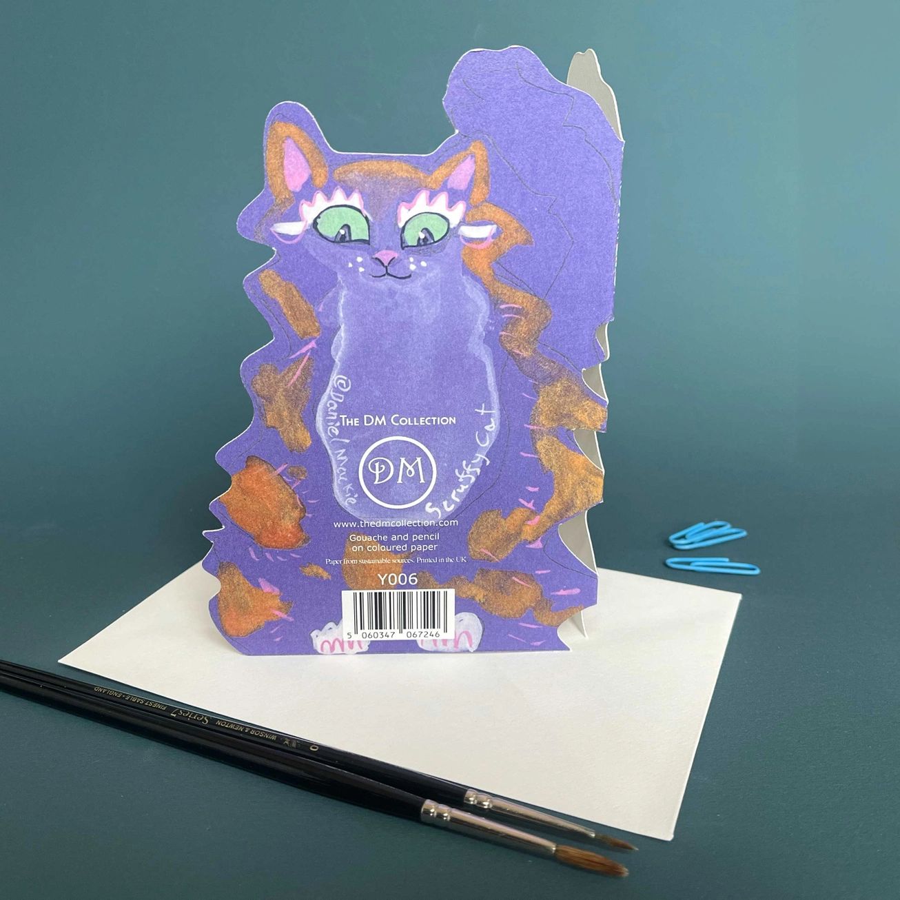 Scruffy Cat Die Cut Greetings Card – The Cat Gallery