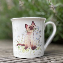 Siamese and Daisy Cat Mug