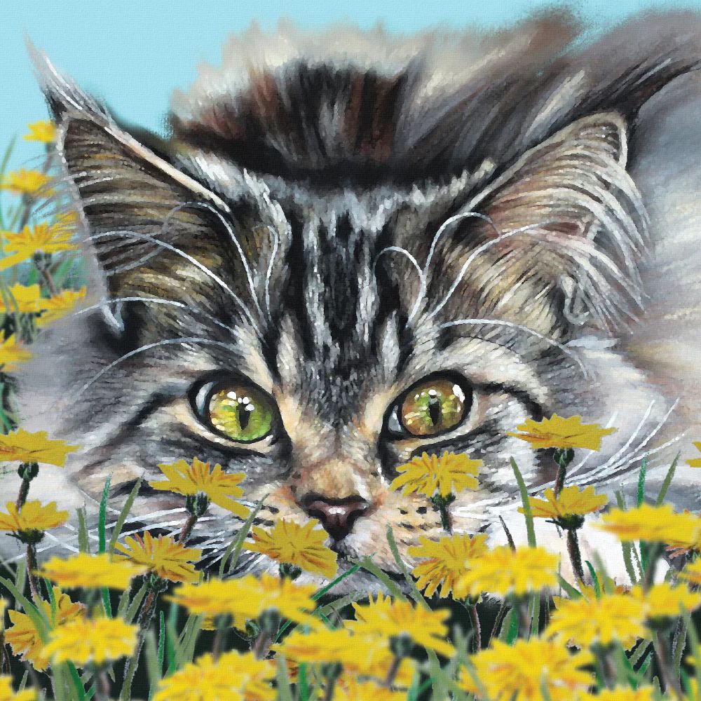 Siberian Cat Art Greetings Card, The Cat Gallery