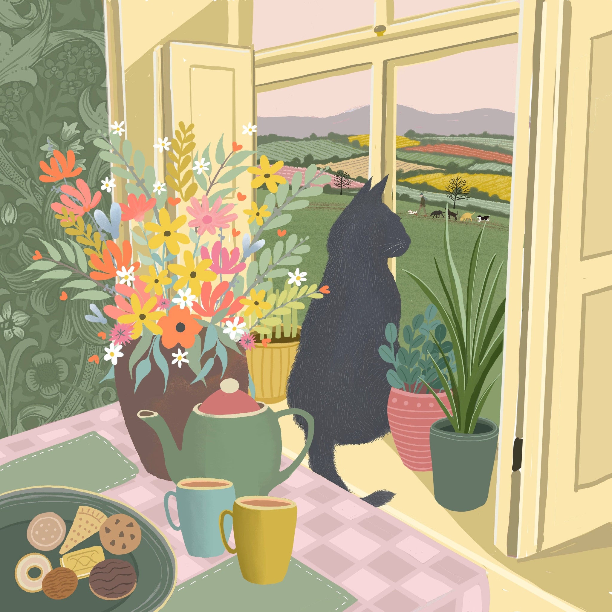 Window Cat Greetings Card