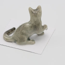 Silver Russian Blue Kitten Porcelain Miniature
