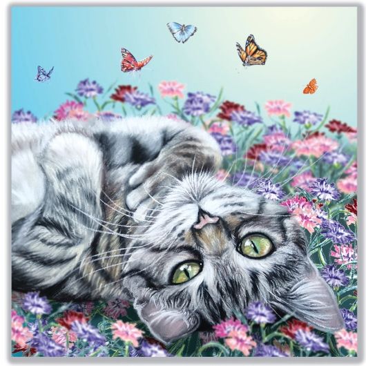 Silver Tabby Cat Greetings Card