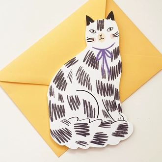 Sitting Kitty Shaped Greetings Card