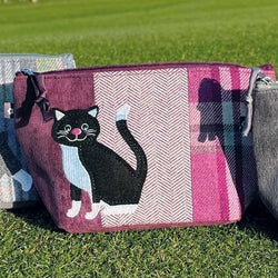 Sitting Kitty Tweed Cosmetics Pouch