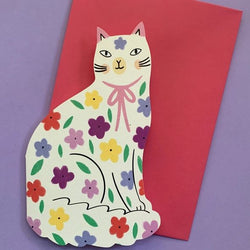 Sitting Kitty Shaped Greetings Card