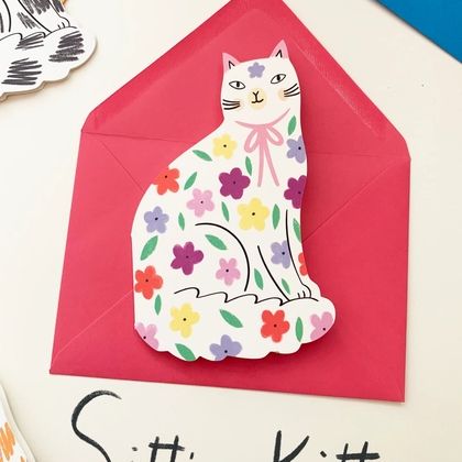 Sitting Kitty Shaped Greetings Card