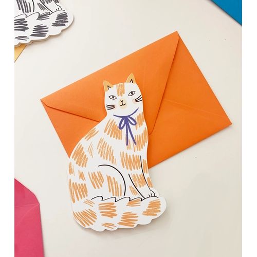 Sitting Kitty Shaped Greetings Card