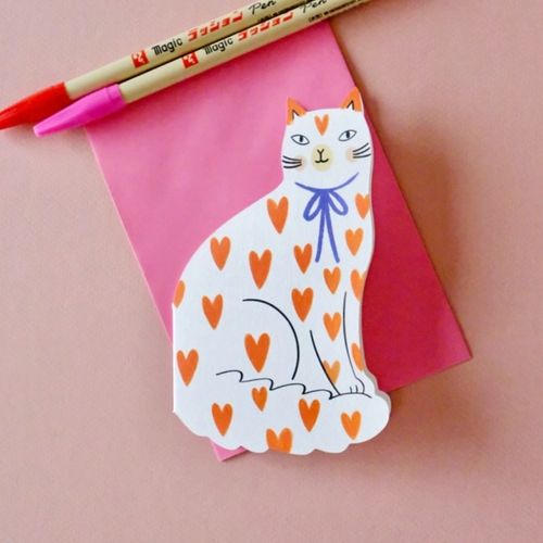 Sitting Kitty Shaped Greetings Card