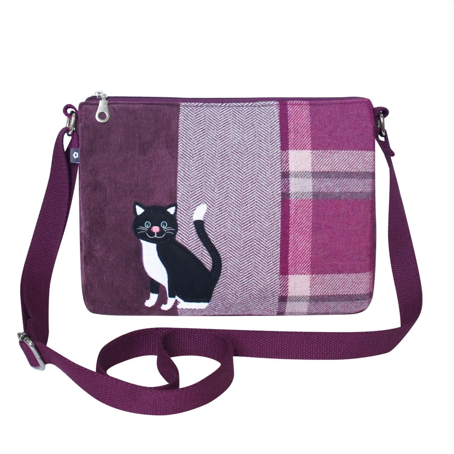 Sitting Kitty Tweed Messenger Bag