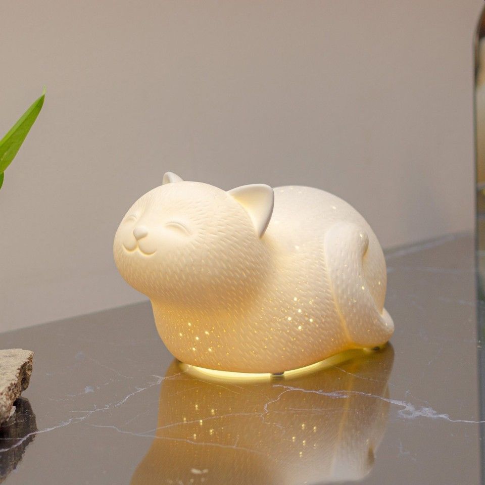 Smiley Cat Porcelain Lamp